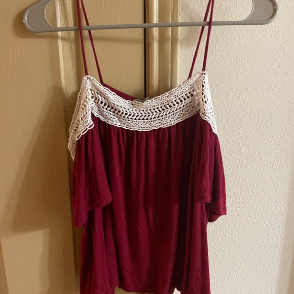 Off The Shoulder Crimson Top - Picture 2 of 2